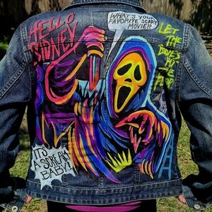 Handpainted Ghostface Denim Jacket